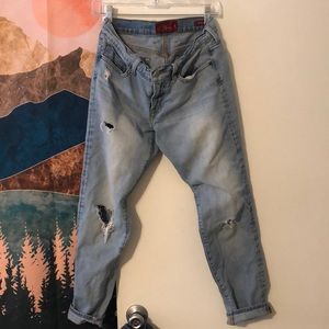 Lucky Brand Womens 4/27 Sienna Cigarette Light Blue Distressed Jeans